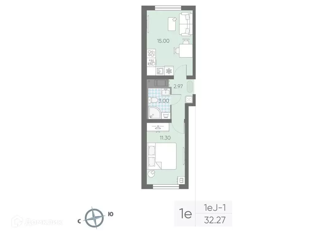 Продаётся 1-к квартира, 32.1 м - Фото 0