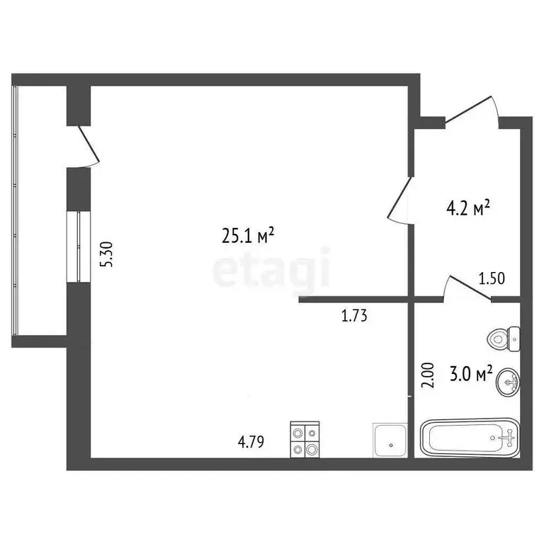 1-комнатная квартира: Челябинск, улица Агалакова, 40 (33 м) - Фото 1