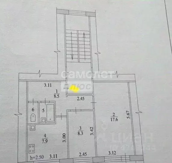 2-к кв. Амурская область, Благовещенск ул. Чайковского, 26 (53.0 м) - Фото 2