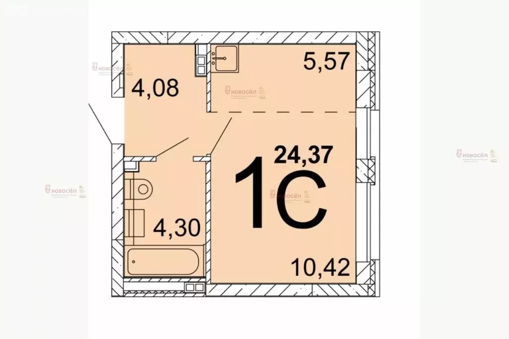 Квартира-студия: Екатеринбург, улица Академика Ландау, 51 (24 м) - Фото 1