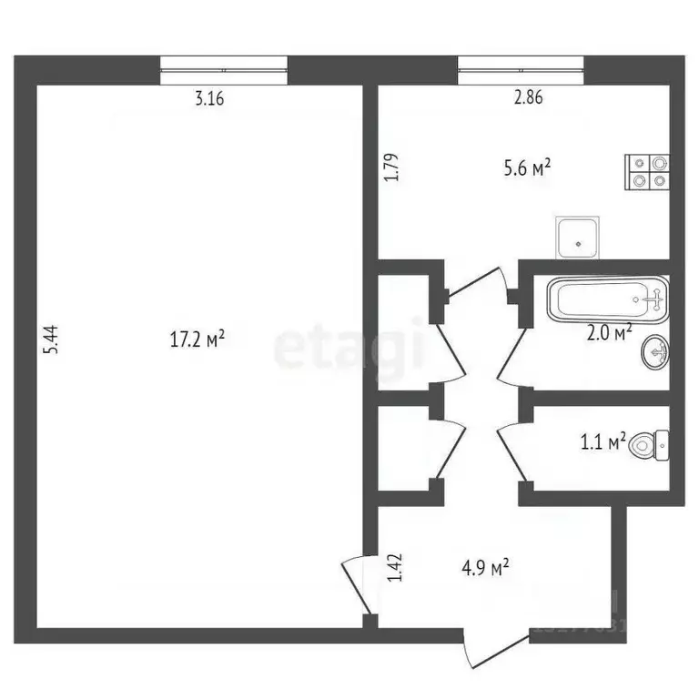1-к кв. Ямало-Ненецкий АО, Новый Уренгой Молодежная ул., 13 (31.5 м) - Фото 1