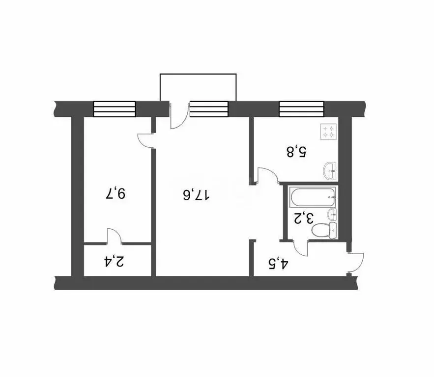 2-комнатная квартира: Куса, квартал Центр, улица Ленина, 19 (42.9 м) - Фото 1