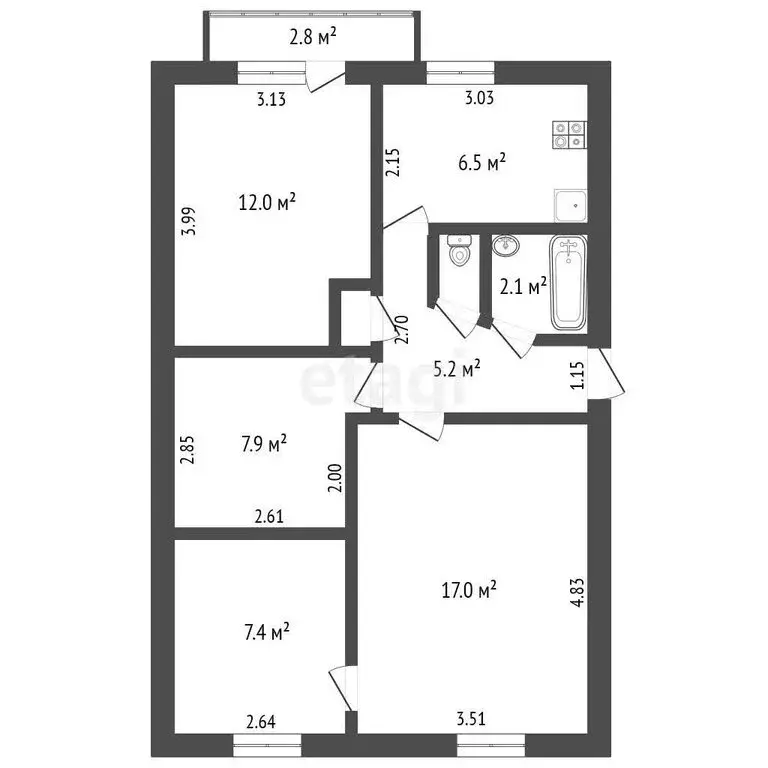 4-комнатная квартира: Ишим, улица Корушина, 11 (60.5 м) - Фото 1