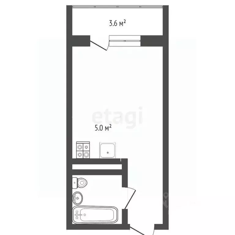 Студия Тюменская область, Тюмень ул. Тимофея Чаркова, 28 (20.6 м) - Фото 1