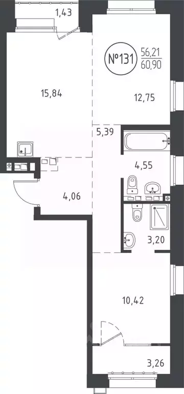 2-к кв. Иркутская область, Иркутск ул. Эдуара Дьяконова, 10 (60.63 м) - Фото 0