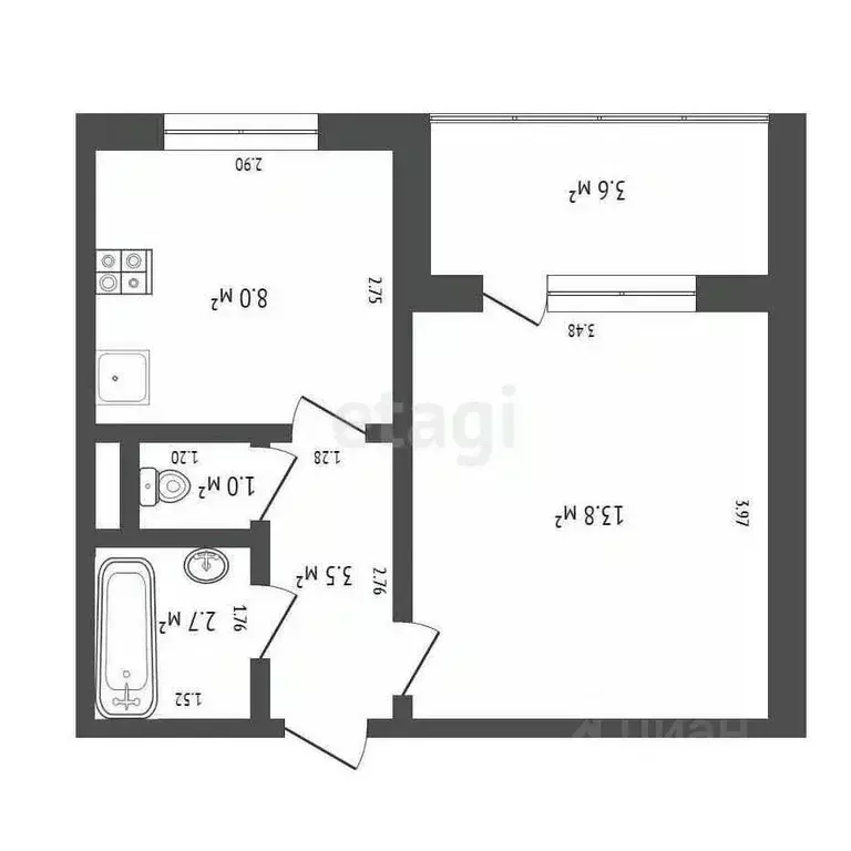 1-к кв. Самарская область, Самара Ново-Вокзальная ул., 279 (28.2 м) - Фото 2