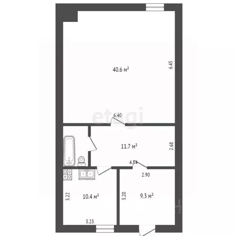 2-к кв. Вологодская область, д. Емельяново ул. Емельяновская, 2Б (76.4 ... - Фото 2