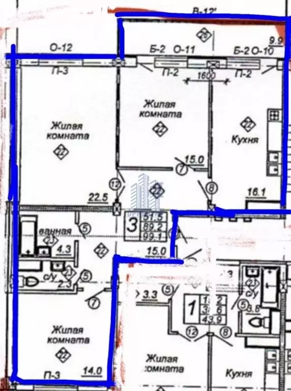 3-комнатная квартира: Чебоксары, улица Сергия Радонежского, 11 (100.9 ... - Фото 1