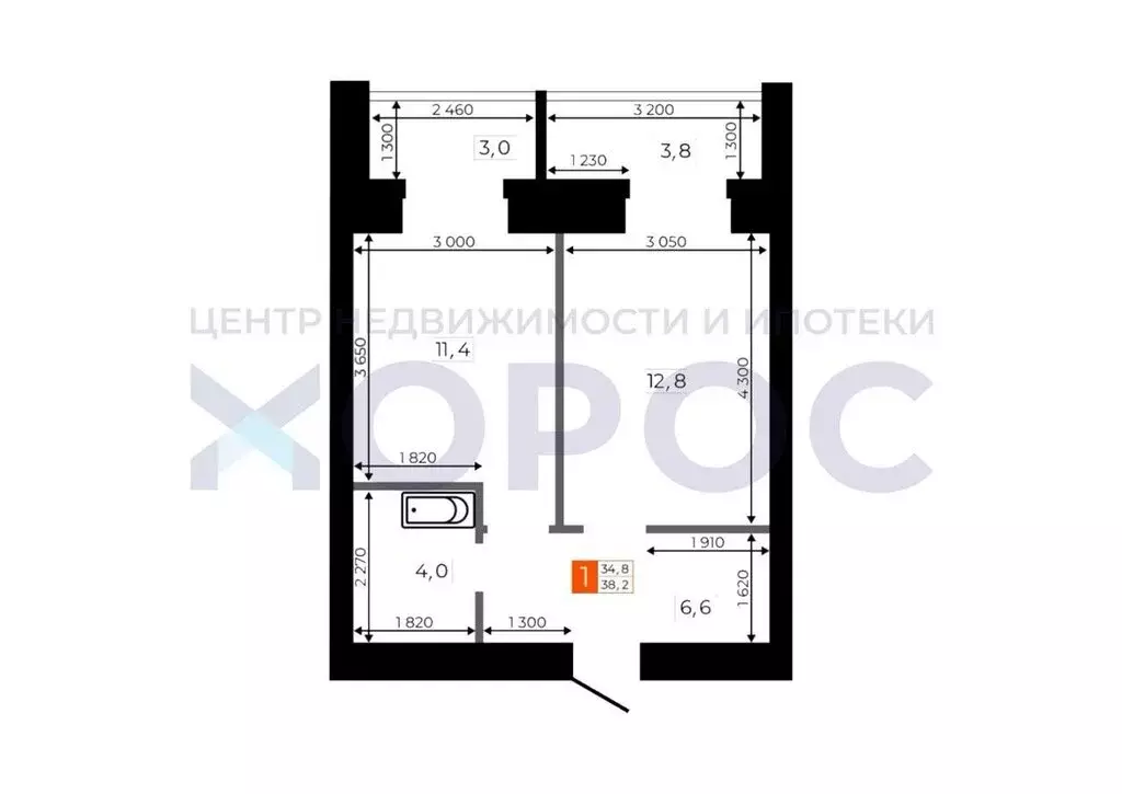 1-комнатная квартира: Благовещенск, Литейная улица, 41 (38.1 м) - Фото 0
