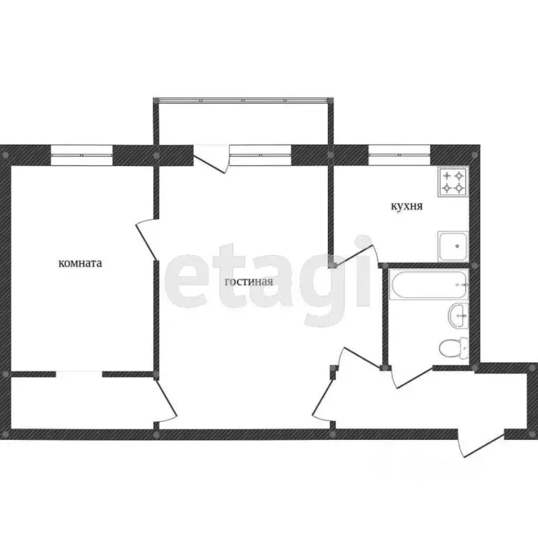 2-к кв. Хабаровский край, Комсомольск-на-Амуре Севастопольская ул., 2 ... - Фото 2