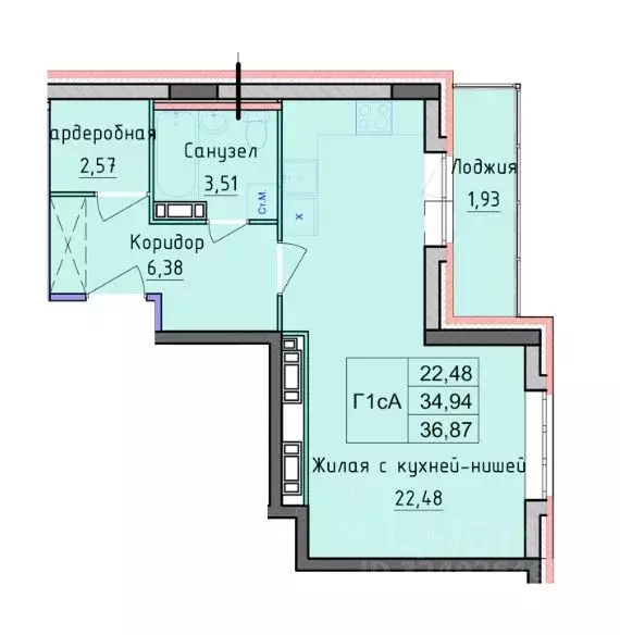 1-к кв. Ярославская область, Ярославль ул. Дядьковская, 19Б (36.87 м) - Фото 1