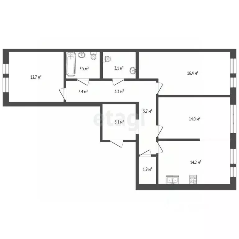 3-к кв. Москва ул. Большое Понизовье, 14 (83.3 м) - Фото 2