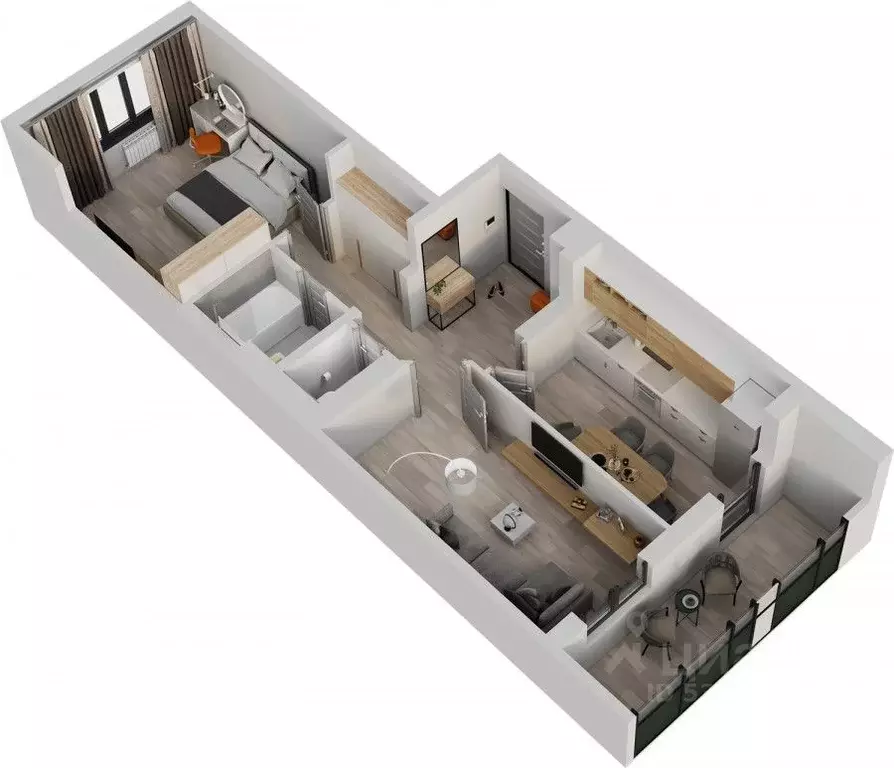 2-к кв. Татарстан, Нижнекамск Время жилой комплекс (58.3 м) - Фото 1