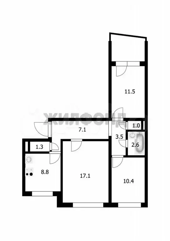 3-к. квартира, 63,3 м, 4/9 эт. - Фото 0
