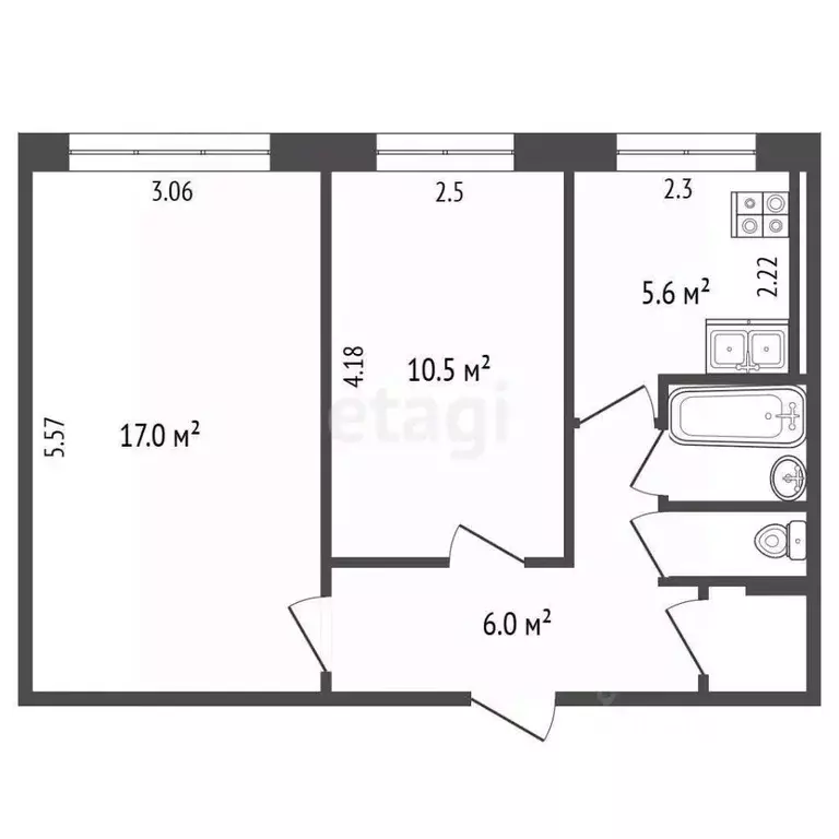 2-к кв. Архангельская область, Архангельск Первых Пятилеток мкр, ул. ... - Фото 1