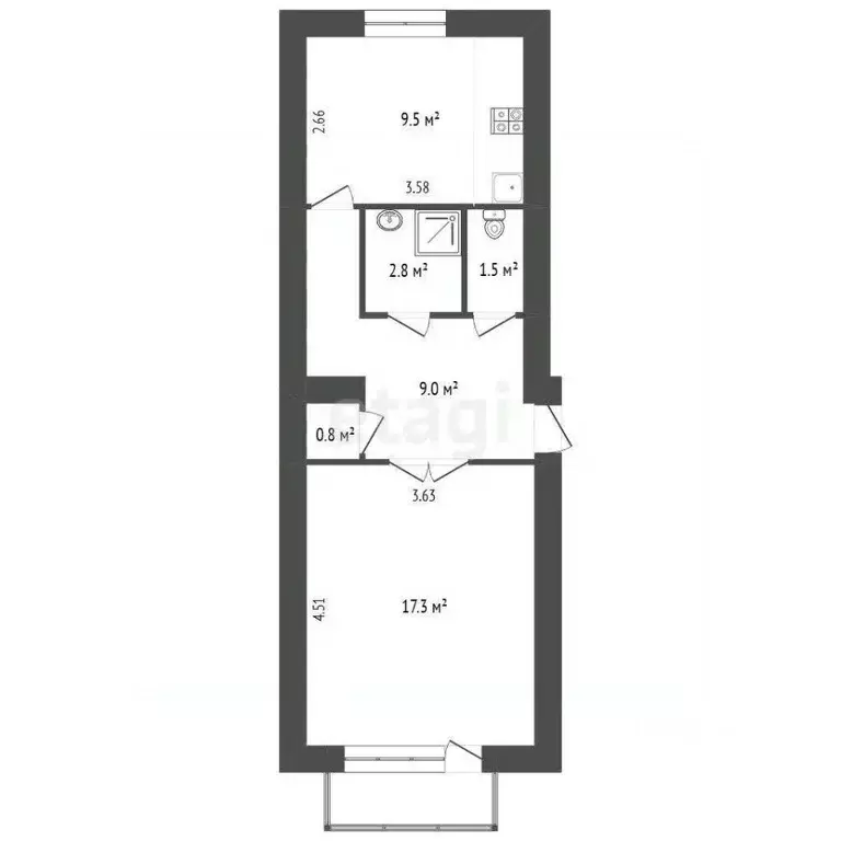 1-к кв. Севастополь ул. Павла Корчагина, 56 (41.0 м) - Фото 2