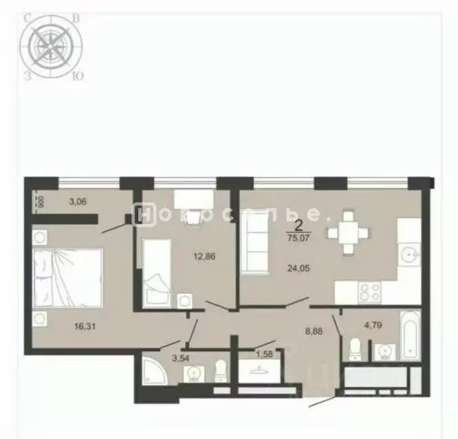 2-к кв. Рязанская область, Рязань ш. Солотчинское, 4к2 (75.0 м) - Фото 2