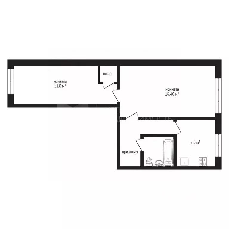 2-к кв. Тюменская область, Тюмень Тульская ул., 2 (45.6 м) - Фото 2