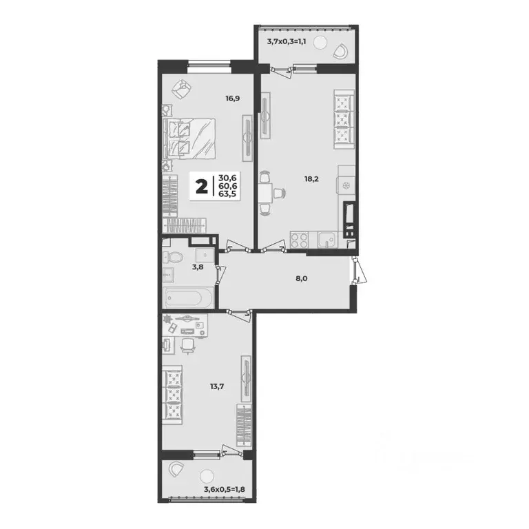 2-к кв. Краснодарский край, Краснодар ул. Имени Генерала Корнилова, ... - Фото 0