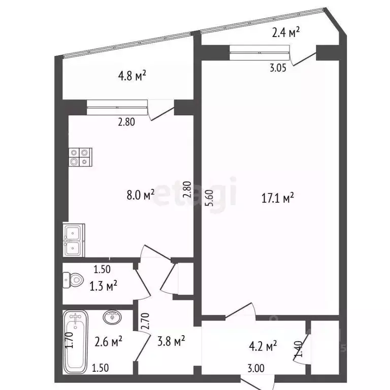 1-к кв. Самарская область, Самара Ташкентская ул., 206 (40.1 м) - Фото 2