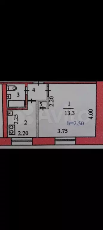 1-к. квартира, 23,5 м, 5/5 эт. - Фото 0