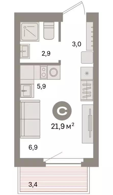 Квартира-студия: Екатеринбург, жилой район Сортировочный, микрорайон ... - Фото 2