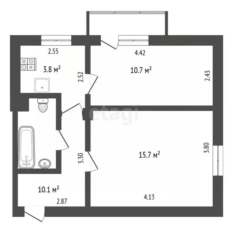 2-к кв. Челябинская область, Челябинск Артиллерийская ул., 21 (45.6 м) - Фото 1