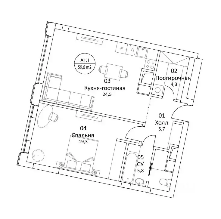 2-к кв. Москва Ленинградский просп., 36с37 (60.0 м) - Фото 1