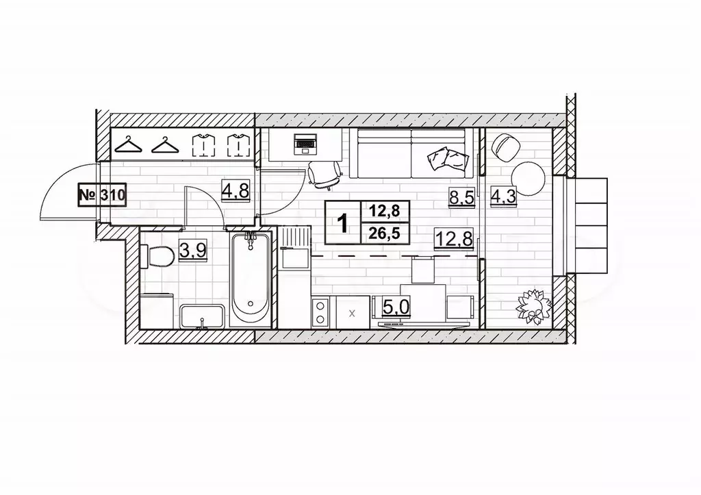 Квартира-студия, 26,5 м, 14/24 эт. - Фото 0