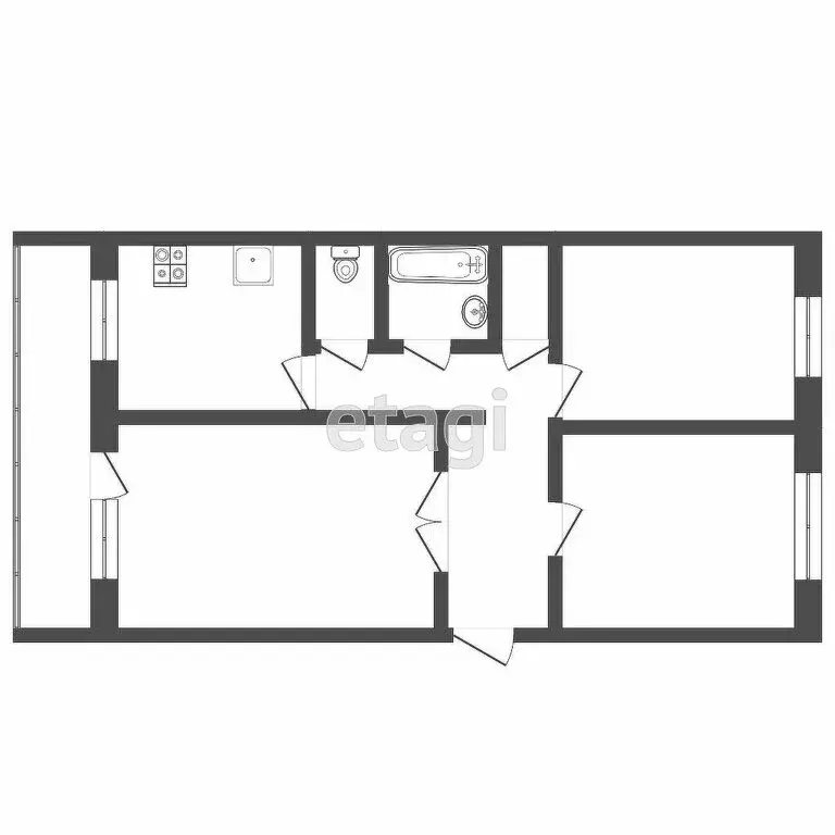 3-комнатная квартира: Тюмень, Таллинская улица, 2А (59.7 м) - Фото 1