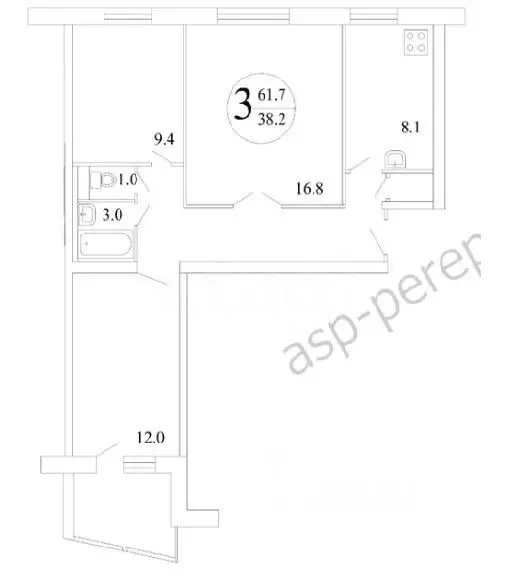 3-к кв. Москва ул. 800-летия Москвы, 7К1 (61.2 м) - Фото 1