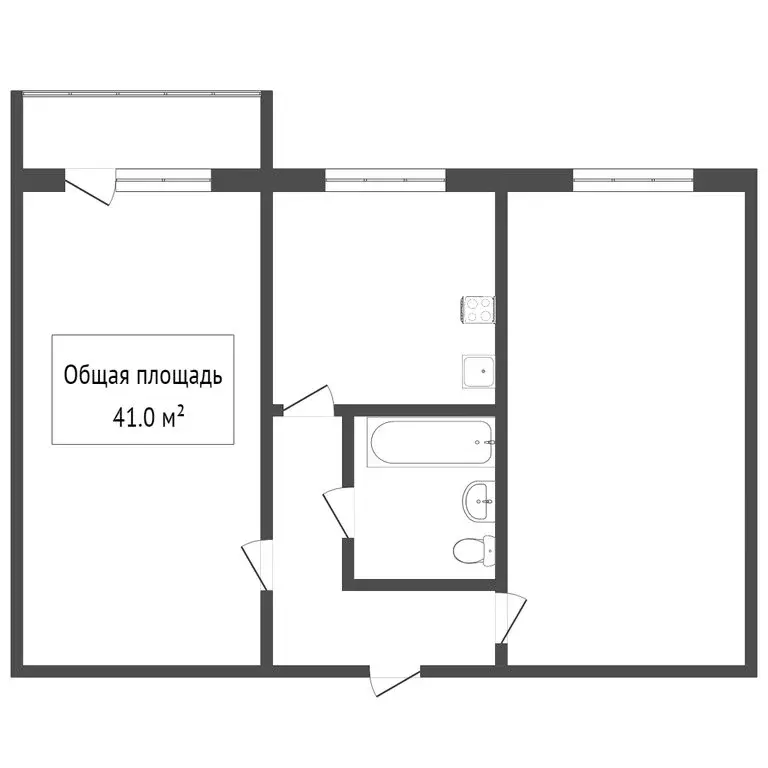 2-комнатная квартира: Томск, улица Вершинина, 18 (41.4 м) - Фото 1
