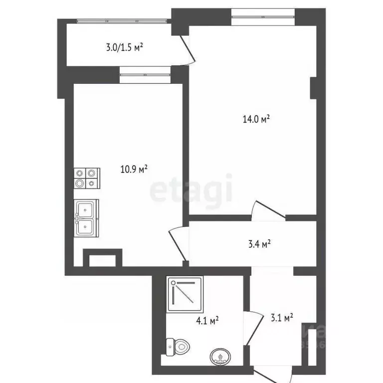 1-к кв. Крым, Ялта муниципальный округ, Массандра пгт ш. Южнобережное, ... - Фото 2