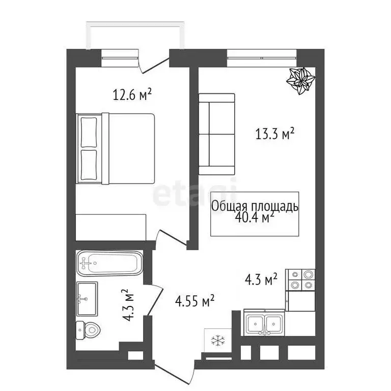 2-комнатная квартира: Новосибирск, улица Никитина, 67 (42 м) - Фото 0