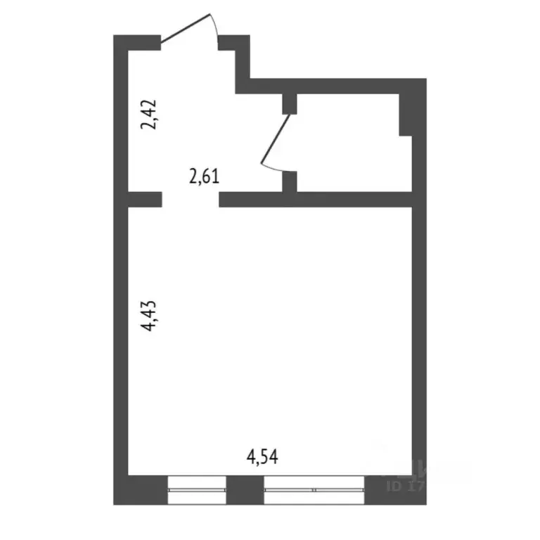Студия Тюменская область, Тюмень Полевая ул., 117к2 (28.7 м) - Фото 2