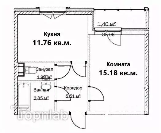 1-к кв. Санкт-Петербург Большой Смоленский просп., 30 (40.2 м) - Фото 2
