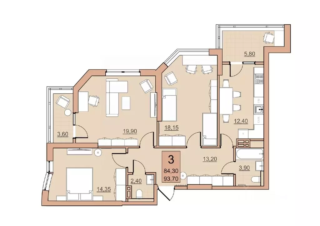 3-к кв. Саратовская область, Балаково Комсомольская ул., 65 (84.3 м) - Фото 0
