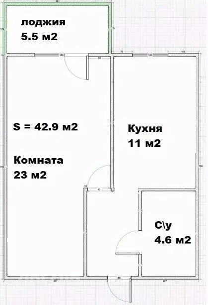 1-к кв. Томская область, Томск Комсомольский просп., 46 (42.9 м) - Фото 1