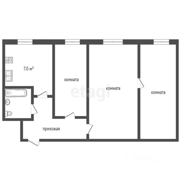 3-к кв. Тюменская область, Тюмень ул. Пермякова, 8 (56.4 м) - Фото 1