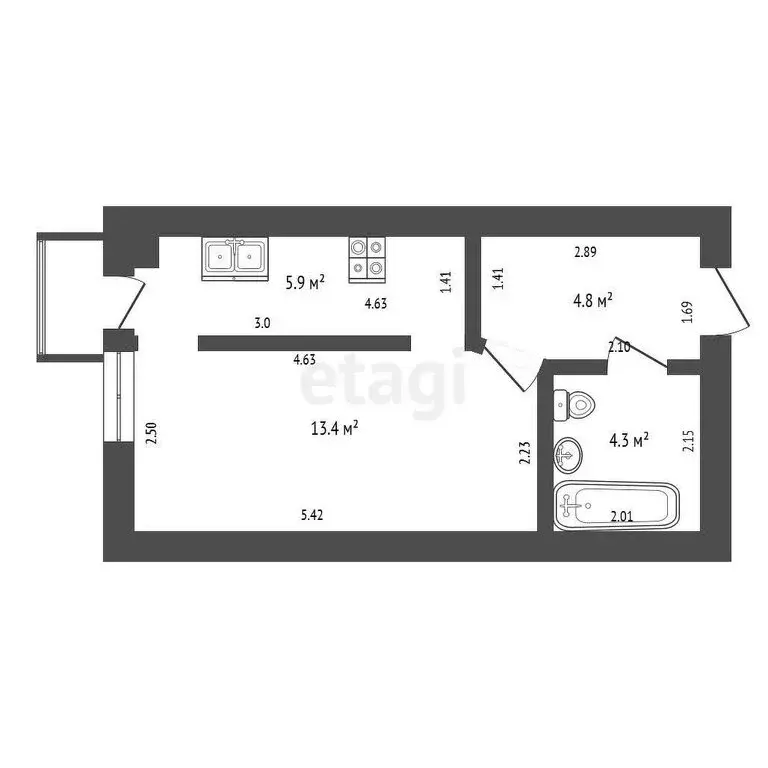 Квартира-студия: Калининград, Малая Лесная улица, 29 (28.4 м) - Фото 1