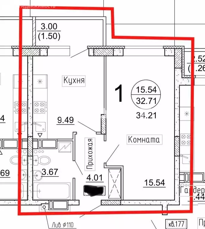 1-комнатная квартира: Воронеж, Острогожская улица, 164 (34.21 м) - Фото 0