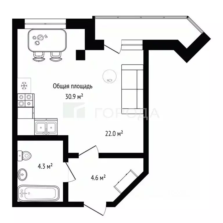 Студия Новосибирская область, Новосибирск Родники мкр, ул. ... - Фото 2
