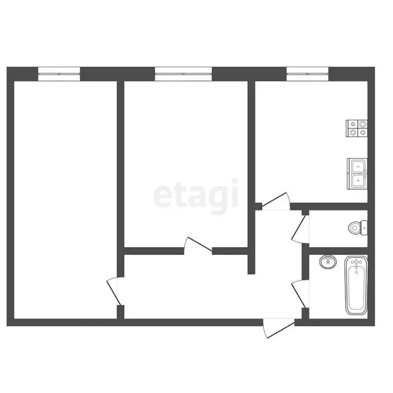 2-комнатная квартира: Новокуйбышевск, улица Бочарикова, 12Б (54 м) - Фото 1