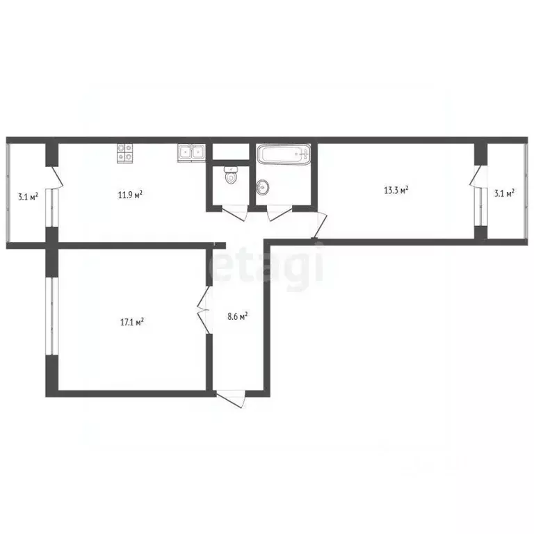 2-к кв. Москва 3-й Михалковский пер., 24 (55.1 м) - Фото 2