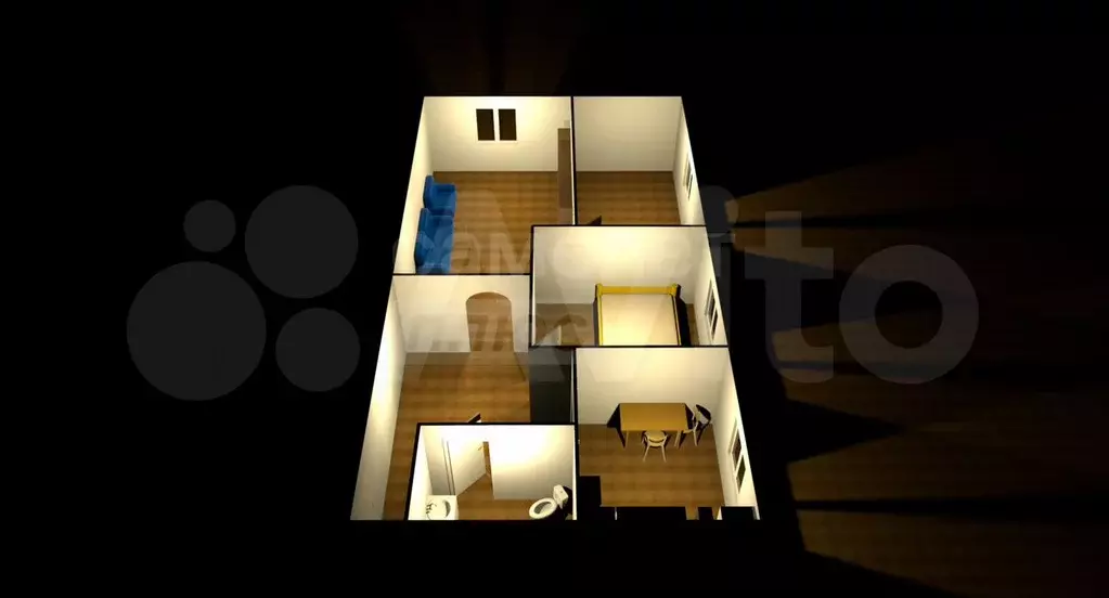 3-к. квартира, 54 м, 2/2 эт. - Фото 1
