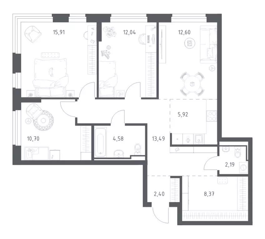 3-комнатная квартира: Ленинский городской округ, ЖК Новое Видное, 13.1 ... - Фото 1