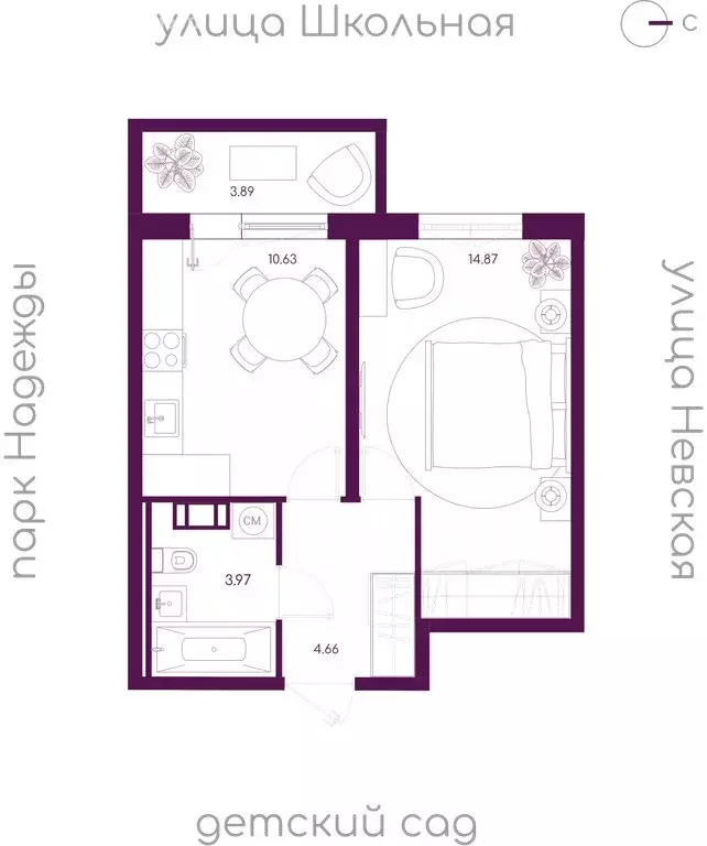 1-комнатная квартира: городской посёлок Дубровка, Школьная улица (35.3 ... - Фото 1