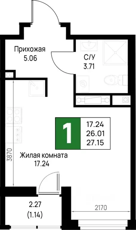 1-к кв. Ленинградская область, Всеволожский район, Свердловское ... - Фото 1