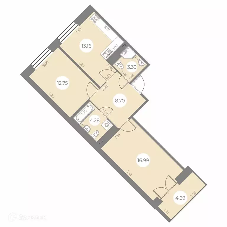 Продаётся 2-к квартира, 61.61 м - Фото 0