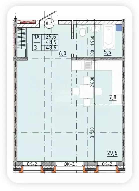 1-к кв. Иркутская область, Иркутск ул. Красноказачья, 84 (48.9 м) - Фото 1